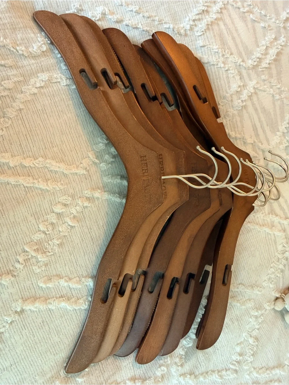 HERITAGE Brown Wooden Hangers - Set of 12 Premium Closet Hangers